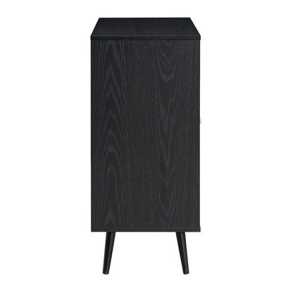 Frances Woven Rattan Drinks Cabinet, Black