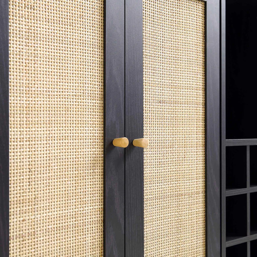 Frances Woven Rattan Drinks Cabinet, Black