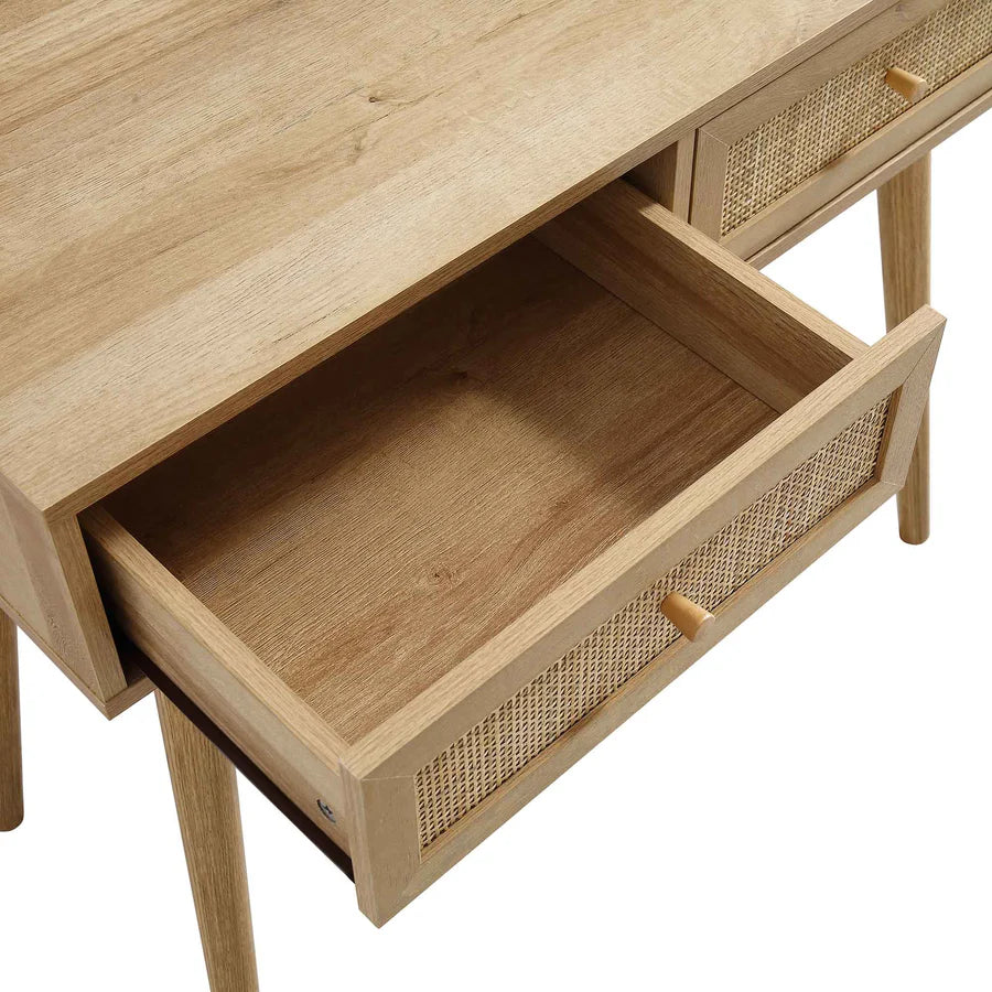 Frances Woven Rattan Dressing Table with Mirror, Natural