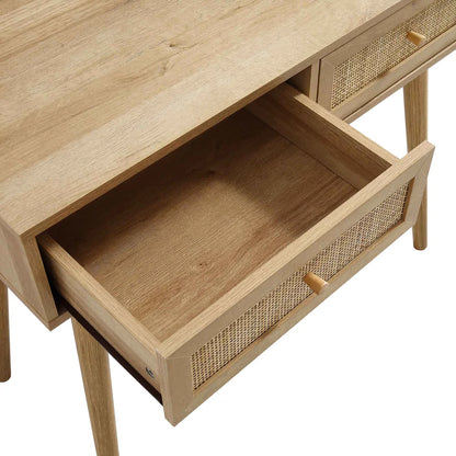 Frances Woven Rattan Dressing Table with Mirror, Natural