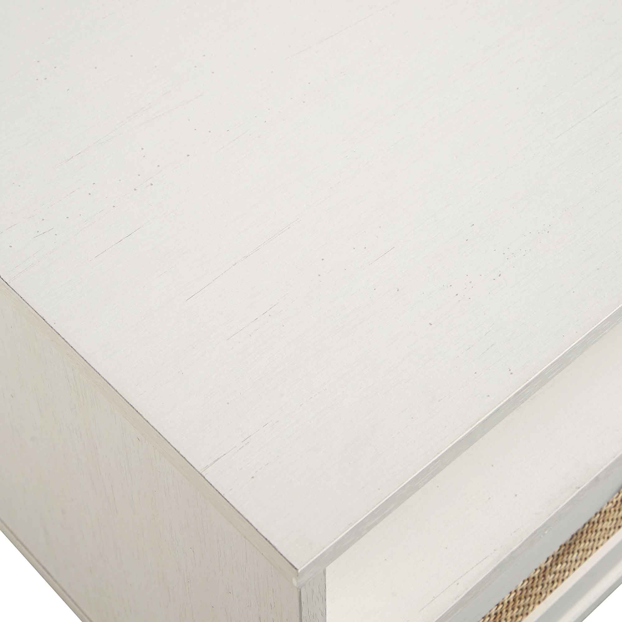 Frances Woven Rattan 160cm 3-Drawer TV Unit, White