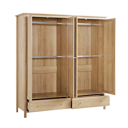 Frances Rattan Triple Wardrobe with 2 Drawers, Natural