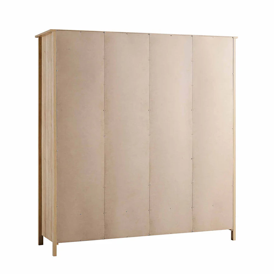 Frances Rattan Triple Wardrobe with 2 Drawers, Natural