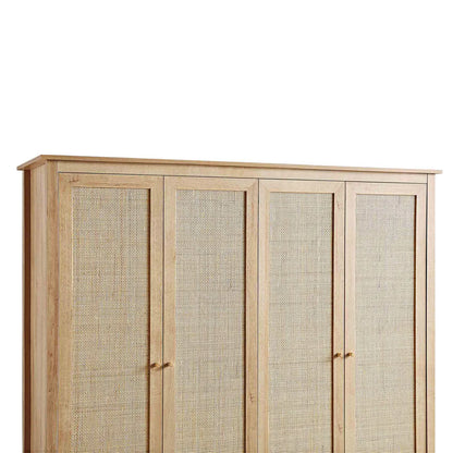 Frances Rattan Triple Wardrobe with 2 Drawers, Natural