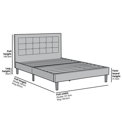 Chastleton Upholstered Bed with Diamante Headboard (Grey Velvet)