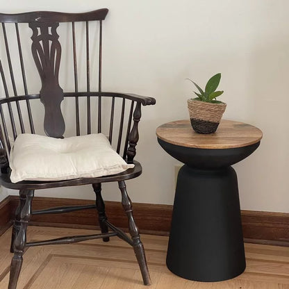 Gino Turned Drum Accent Table Black
