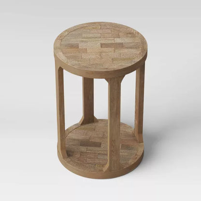 Castalia Round Accent Table Natural Wood