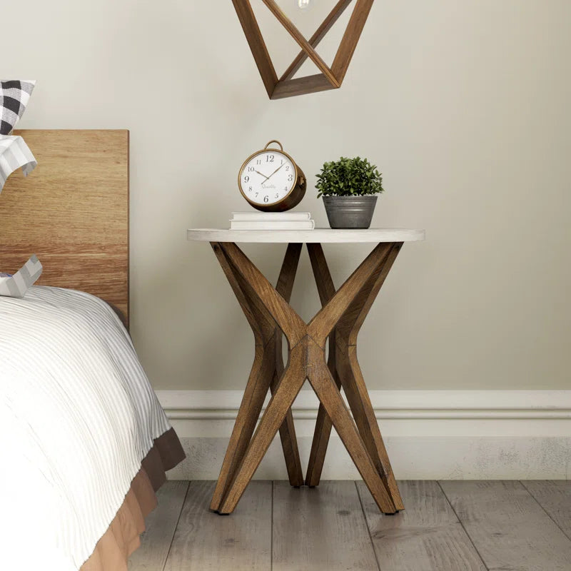Moty Crossed Legs Round End Table