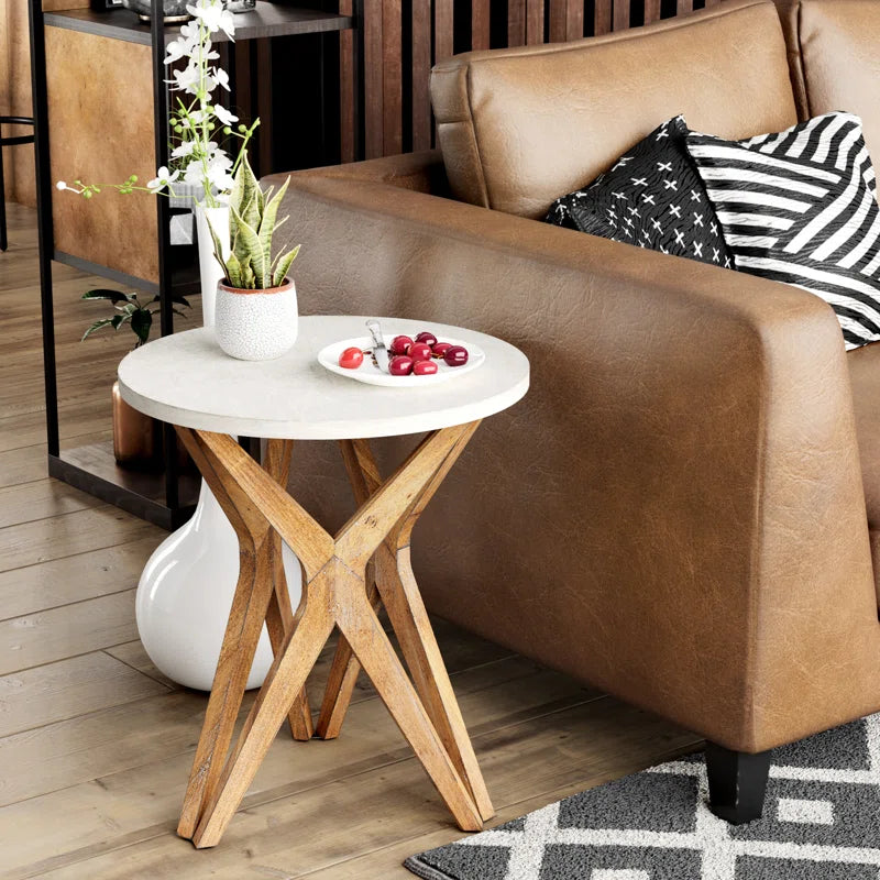 Moty Crossed Legs Round End Table