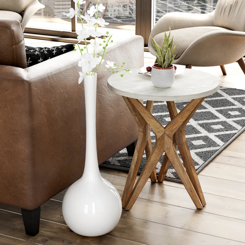 Moty Crossed Legs Round End Table