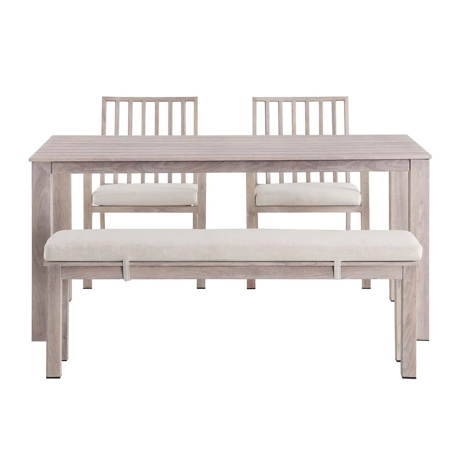 Earlswood Aluminium Washed Wood Effect Dining Set with Bench