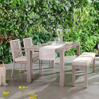 Earlswood Aluminium Washed Wood Effect Dining Set with Bench