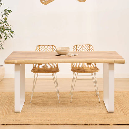 NAYI PACK WHITE DINING TABLE + 4 WHITE RATTON CHAIRS