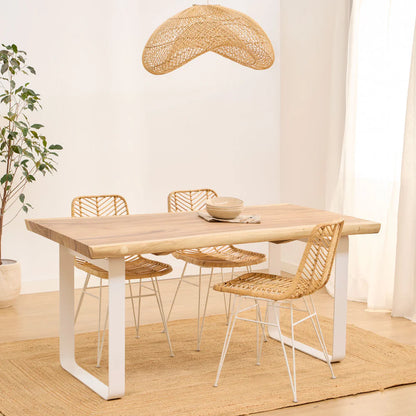 NAYI PACK WHITE DINING TABLE + 4 WHITE RATTON CHAIRS