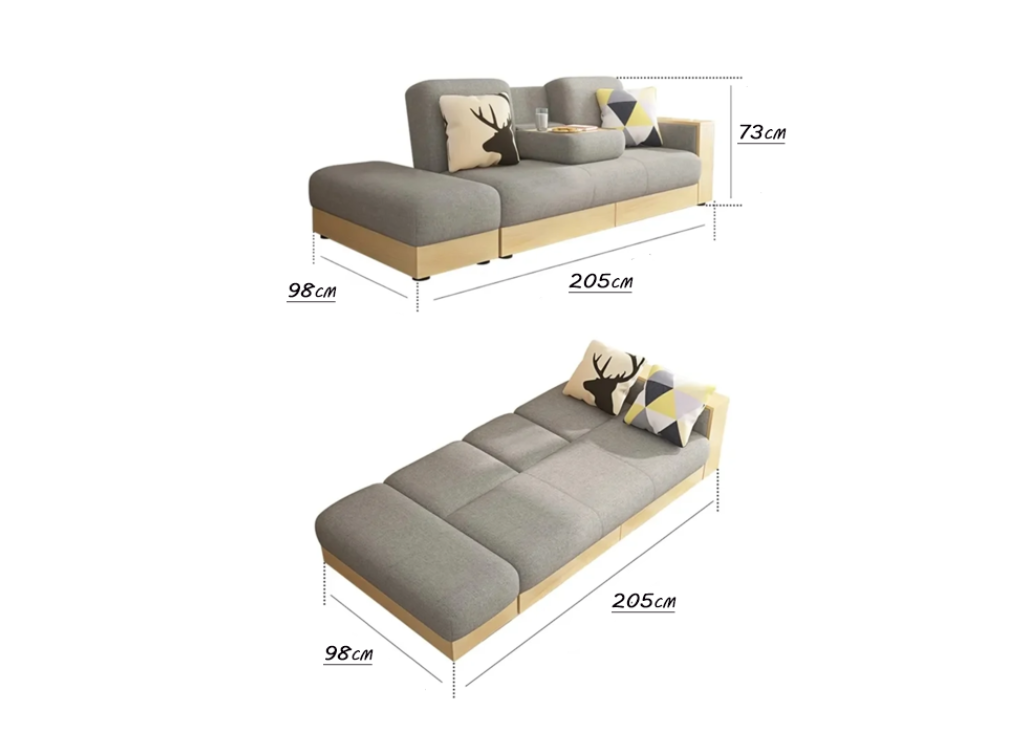 White Modern Full Sleeper Convertible Sofa with Storage
