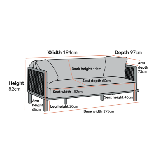 Pienza Cane Sofa Bed