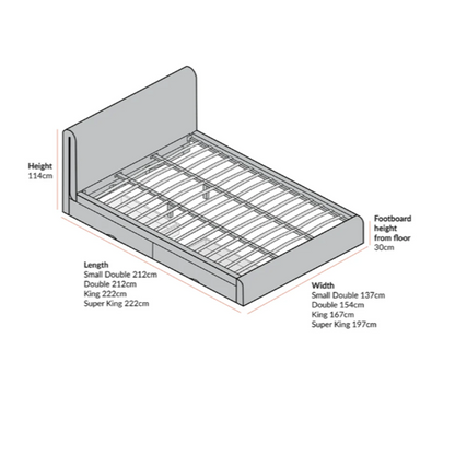Hampstead Taupe Boucle Curved Bed with 4-Drawer Storage