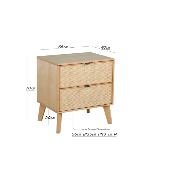 Amani 2 - Drawer Cane Nightstand