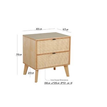 Amani 2 - Drawer Cane Nightstand