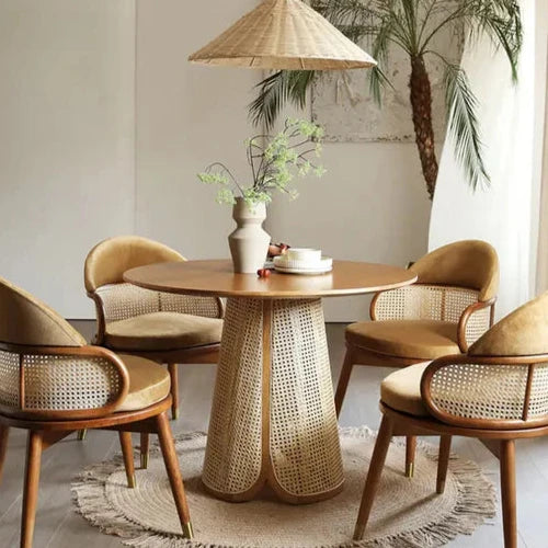River rattan dining table and chairs