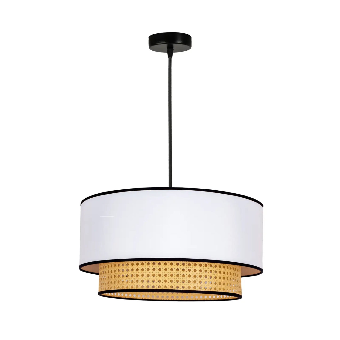 Boho Chic Cane and Rattan Ceiling Lamp