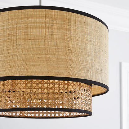 Artisanal Boho Rattan Light Fixture