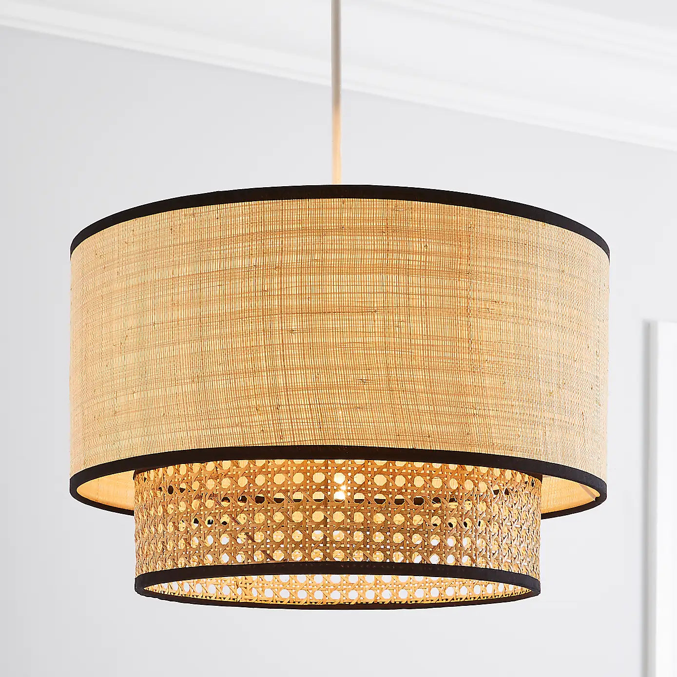 Artisanal Boho Rattan Light Fixture