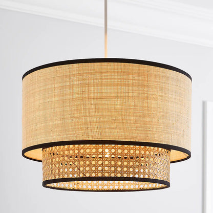 Artisanal Boho Rattan Light Fixture