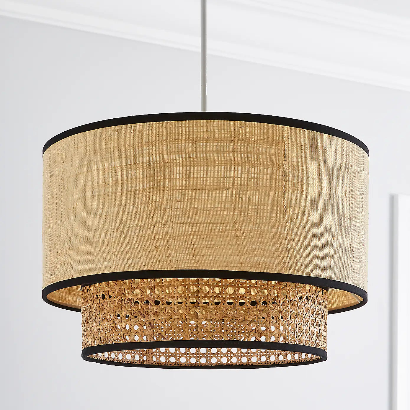 Artisanal Boho Rattan Light Fixture