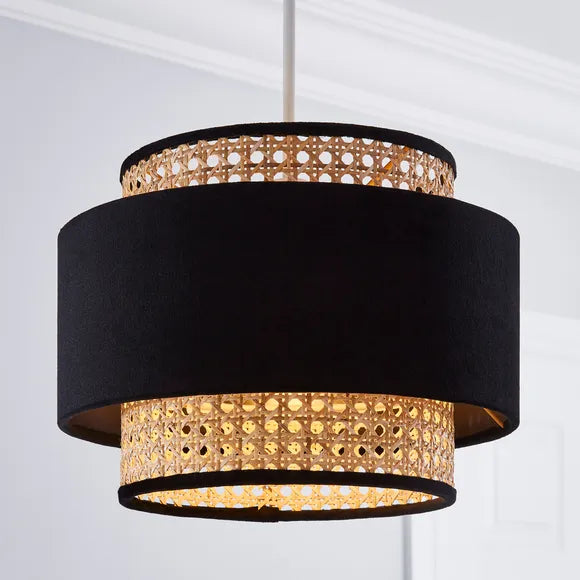 Handwoven Cane Boho Ceiling Fixture