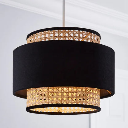Handwoven Cane Boho Ceiling Fixture