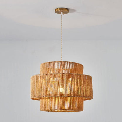 Minimalist Cane and Rattan Light