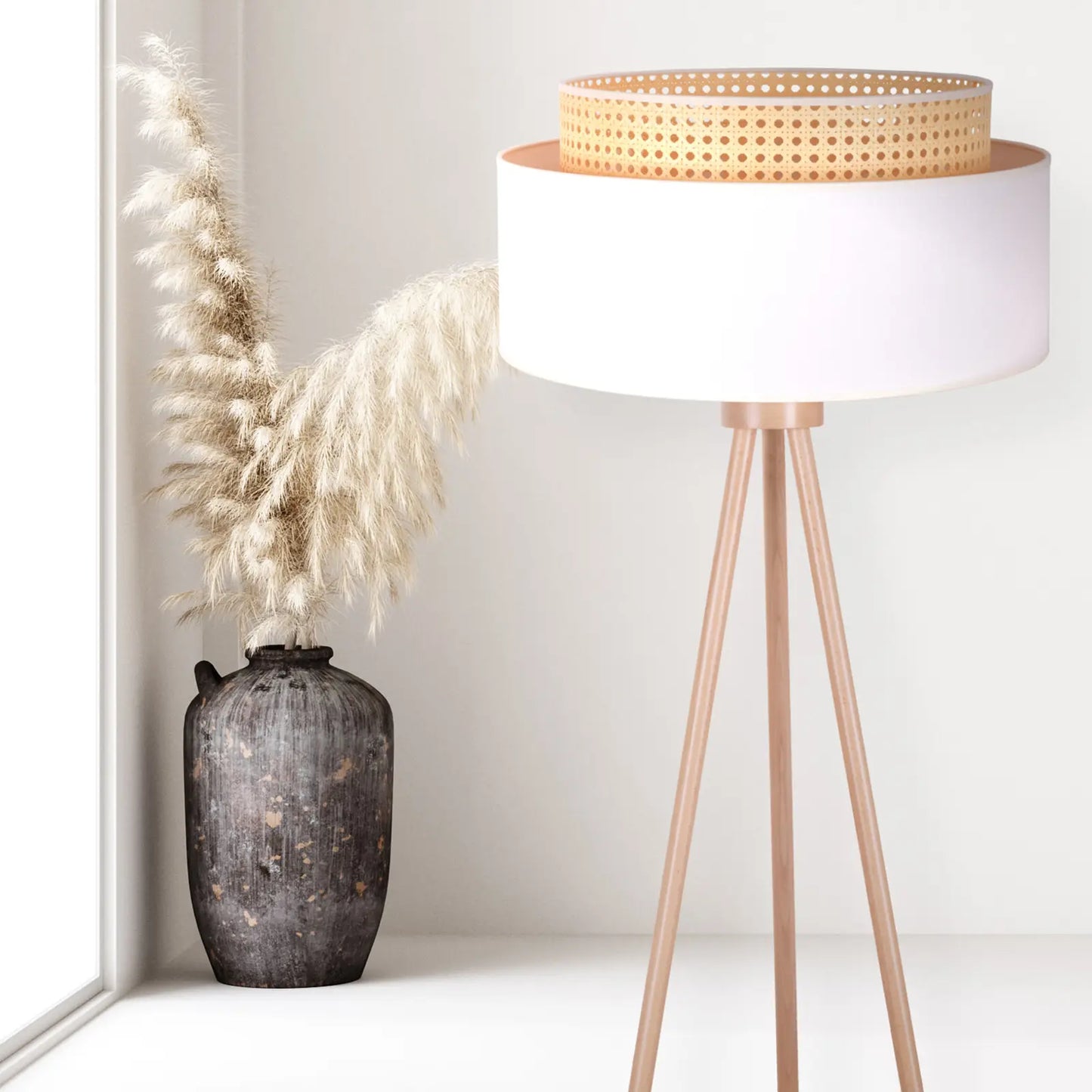 Rustic Boho Rattan Chandelier
