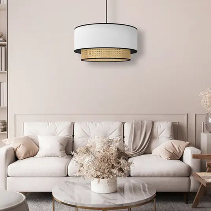 Woven Cane Boho Pendant Lamp